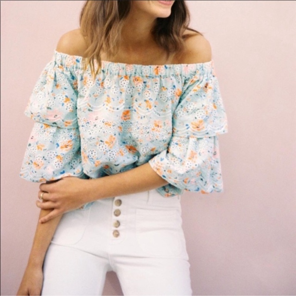 Anthropologie Laia Ashtabula Off The Shoulder Floral Top Blouse Size XS